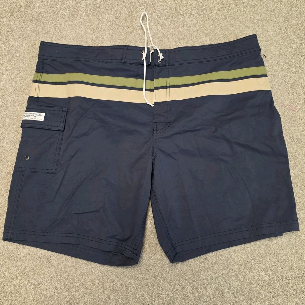 NWOT Kanvas Katin Heritage Collection Porto Surf Trunks Board Swim BLUE Mens 38